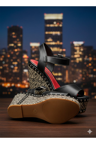 DARUGA Women's High Wedge Heeled Open Back Evening Dress Shoes