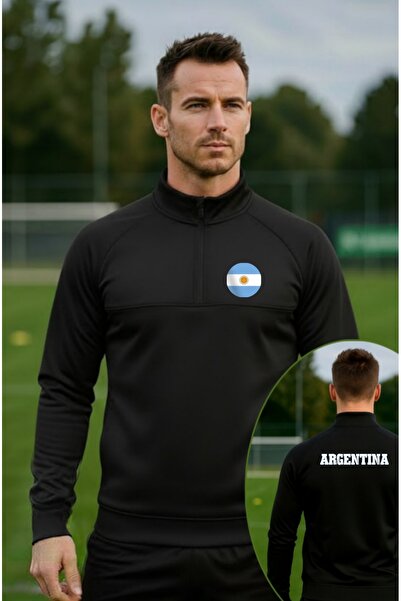 SARI Argentina Argentina Half-Zippered Diver Fabric Sweatshirt Top