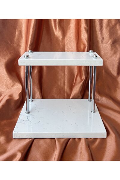 Saatistan İki Katlı Kuvars Mermer Organizer, Baharatlık, Banyo ve Mutfak için...