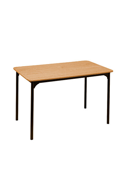 Kiwari Arno Table, MDF and Metal, Modern Design, 110×70×75 cm, Light Wood & B...