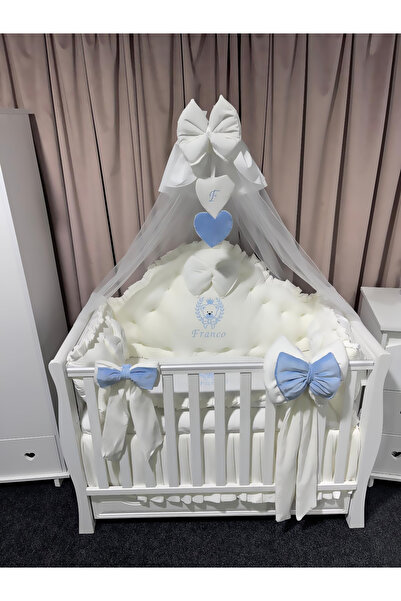 PeppiBambini Personalized 11-piece ROYAL Velvet White Franco crib bedding -