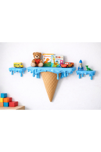 Della Dondurma Raf Seti – Çocuk Odası Dekoratif Duvar Rafı (1 Büyük + 2 Küçük...