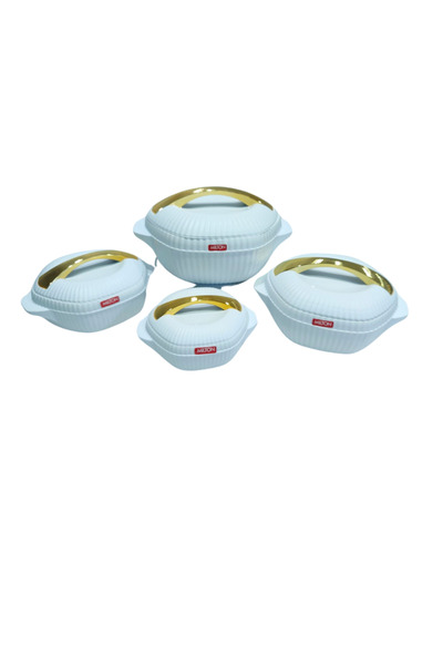 Un Milton Food Container Set of 4 Pieces 2.5L 1.5L 1L 0.5L White/Gold