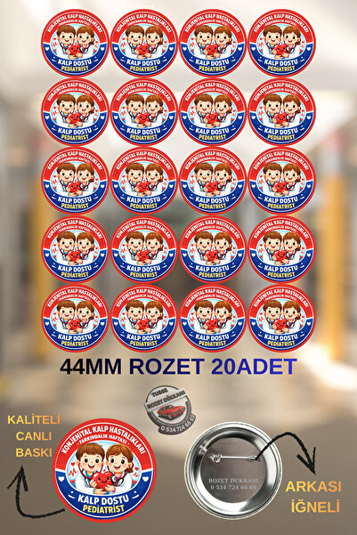 tuse rozet dükkanı Farkındalık Haftası - Kalp Dostu Rozeti | Öğrenci Okul Rozeti
