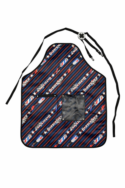 OEM Barber Shop Professional Apron - Black Striped Pattern with Pocket + Gift...