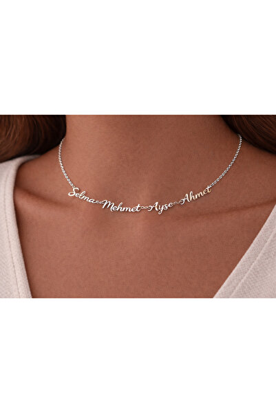 Soleildor 925 ayar Orijinal Kişiye Özel Gümüş Dört İsimli Gümüş Kolye