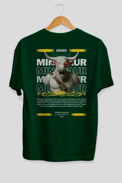 Ankhises Μπλουζάκι Minotaur 2 Mythology με στάμπα στην πλάτη, πράσινο oversiz...