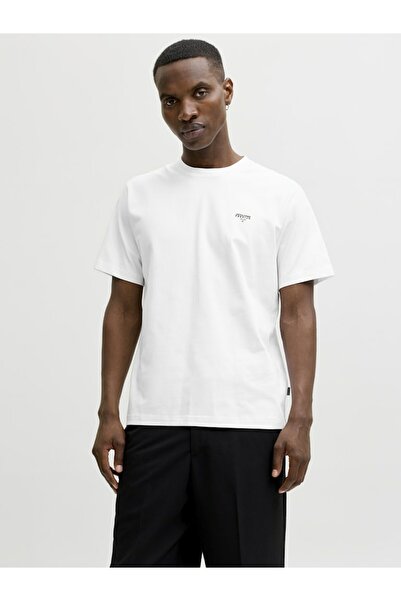 Jack & Jones Men's White Jprblatyler Ss Tee T-Shirt 12292383-Brightwhi