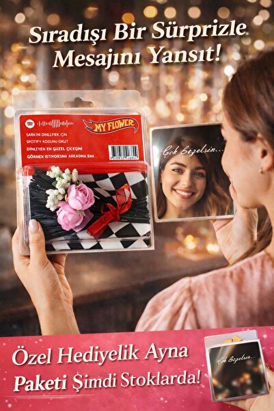 ZİVENTA 1 Adet Love Flowers Tasarım Aynalı Solmayan Çiçek Buketi Koleksiyonlu...
