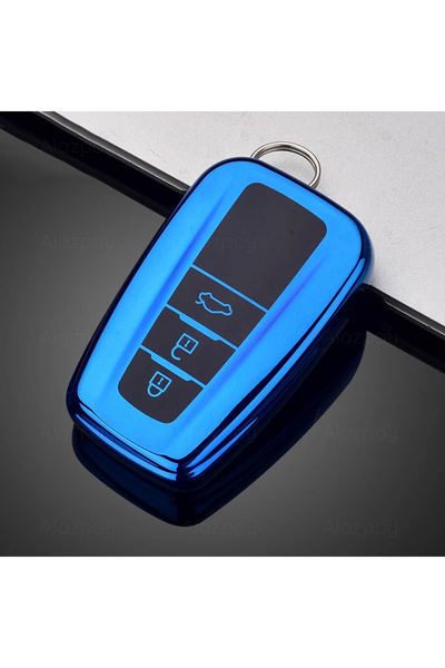 Alazpay Husă pentru chei din TPU lucios pentru Toyota Corolla RAV4 Land Cruis...