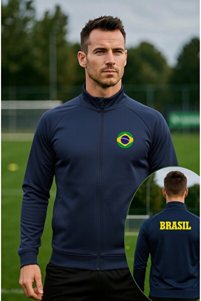 SARI BREZİLYA BRASIL TAM FERMUARLI DALGIÇ KUMAŞ EŞOFMAN ÜSTÜ