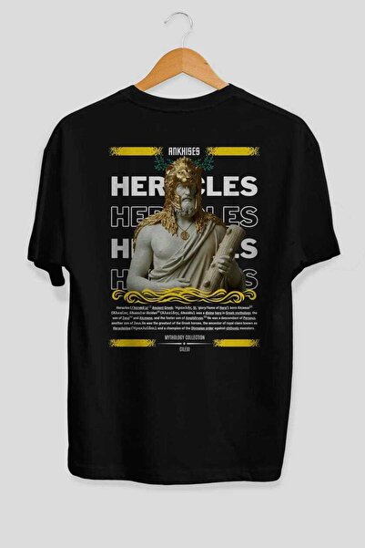 Ankhises Heracles 1 Mythology Μαύρο μπλουζάκι με στάμπα στην πλάτη, ανδρικό γ...