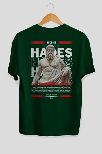 Ankhises Hades 2 Mitologija Leđa Štampano Zelena Oversize kroj T-shirt Muškar...