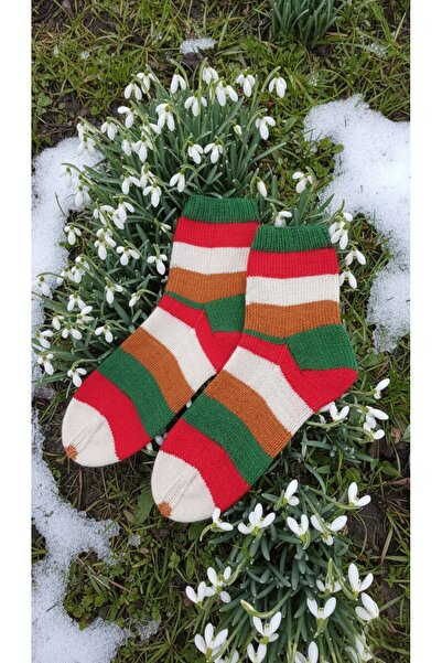 Günebakan Hand Knitted Wool Socks Compatible with Sizes 37-38-39