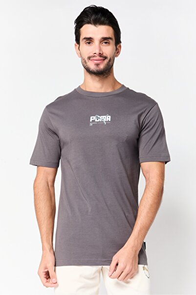 Puma Men Relaxed Fit Short Sleeve Outdoor T-Shirt, Dark Grey