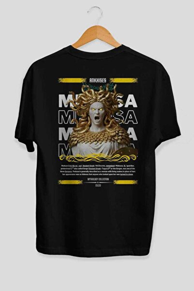 Ankhises Μπλουζάκι Medusa 1 Mythology με στάμπα στην πλάτη, μαύρο oversize, α...