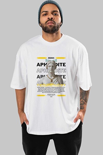 Ankhises Tricou supradimensionat alb cu imprimeu frontal Aphrodite 1 Mytholog...