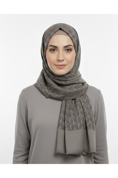 ARMANDA شال قطني بنقشة مونوغرام - 3098-1015