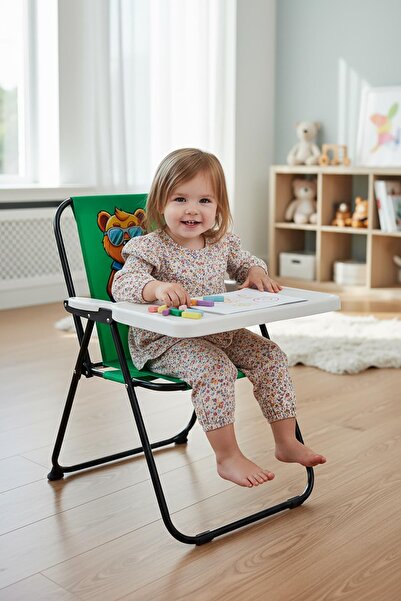 Exent Kids 2–6 Yaş, Maskot Ayı Katlanır Portatif Çalışma Masası ve Sandalye, ...