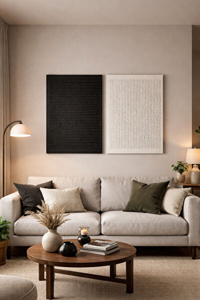 ArTiz Home Dokulu Alçı Tablo El Yapımı 3 Boyutlu Kabartma Tablo 2'li Set