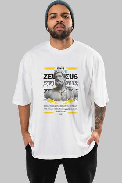 Ankhises Tricou supradimensionat alb cu imprimeu frontal Zeus 3 Mythology Băr...