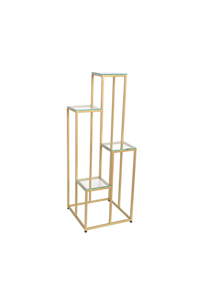 fromro Suport decorativ ESMA cu ramă metalică aurie mat și rafturi din sticlă