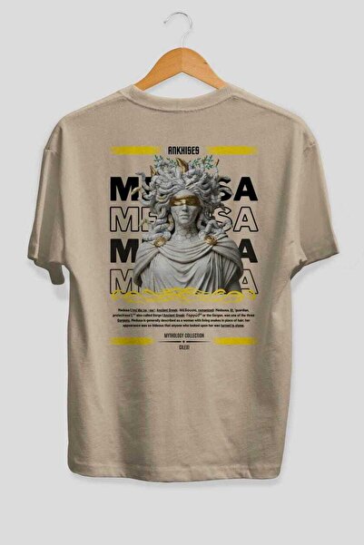 Ankhises Μπλουζάκι Medusa 2 Mythology με στάμπα στο πίσω μέρος, Oversize, Ανδ...