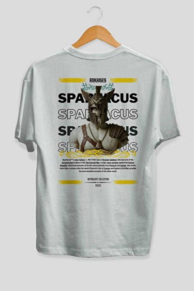 Ankhises Tricou oversize Spartacus 1 Mythology cu imprimeu pe spate, pentru b...