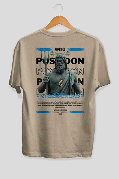 Ankhises Poseidon 2 Mythology Μπλουζάκι με στάμπα στην πλάτη Oversize Ανδρικό...