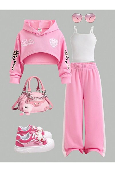 VESTIR BIEN 07 Балетний принт, 3-комплект, рожево-білий зимовий комплект Crop