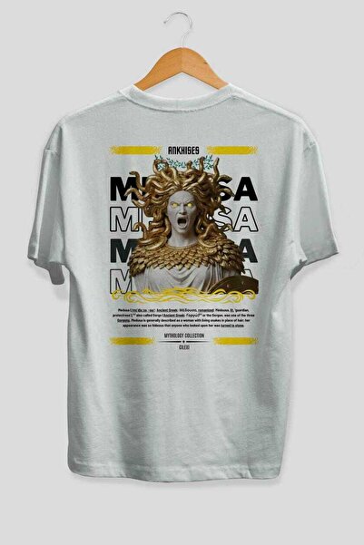 Ankhises Medusa 1 Митология Гръб Печат Бяла Оверсайз тениска Мъжка Дамска Пам...