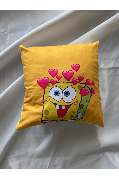 facnspt وسادة زخرفية بنمط قلب سبونج بوب - وسادة رمي صفراء مرحة