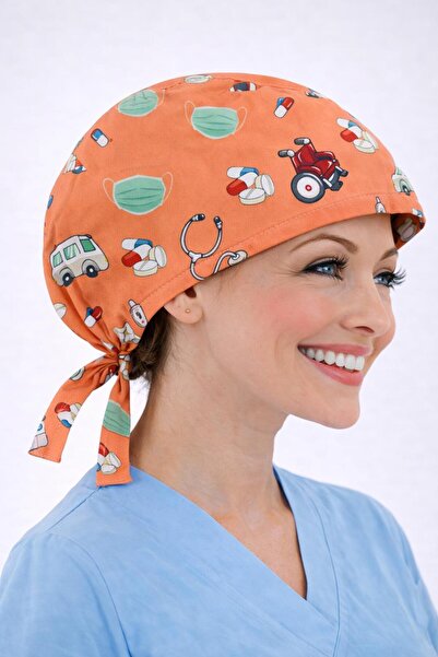 Dr. Mitra Cerrahi Bone Medikal Doktor Hemşire Hastane Bonesi Unisex -Somon Ma...