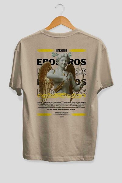 Ankhises Eros Mythology Back Printed Oversize T-Shirt Men Women Cotton Crew N...