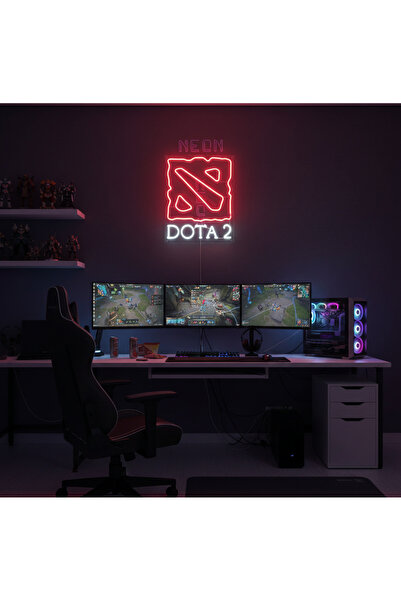 dekoraven Dota 2 Neon Dekoratif Gece Lambası - Oyuncu Odası Aksesuarı - Hediy...
