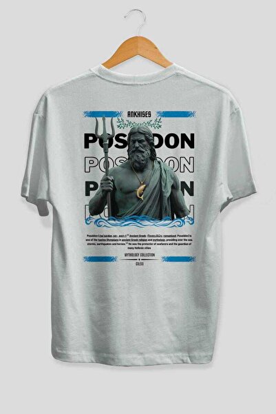 Ankhises Poseidon 2 Mythology Μπλουζάκι με στάμπα στην πλάτη, λευκό, oversize...