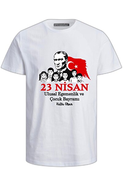 Efendioğlu Design Kisa Sleeve 6 Children's and Ataturk Printed T-Shirt for Na...