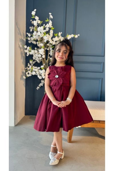 Warazan فستان بناتي بلون عودي