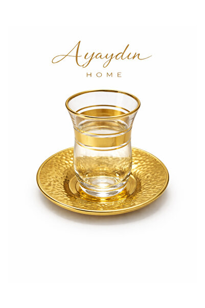 Paşabahçe 42191 Bel Yaldızlı 12 Parça Çay Seti (6 Bardak + 6 Tabak) - Ayaydın...