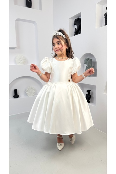 Warazan Girls' off-white evening dress