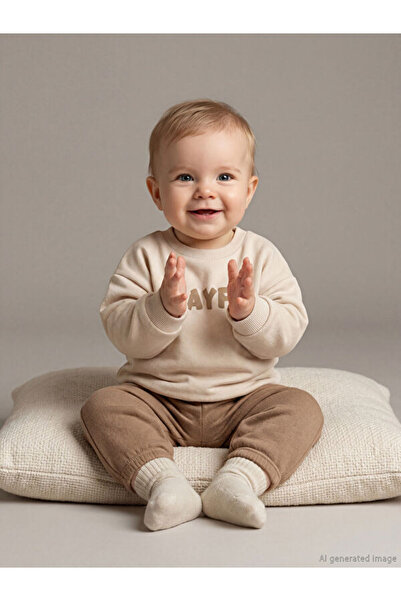 LC Waikiki Rmz Gi̇yi̇m Farki̇yla Letter Printed Baby Boy Sweatshirt and Sweat...