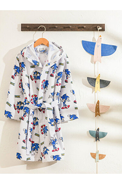 LC Waikiki Rmz Gi̇yi̇m Farkiyla Sonic Printed Girls' Bathrobe