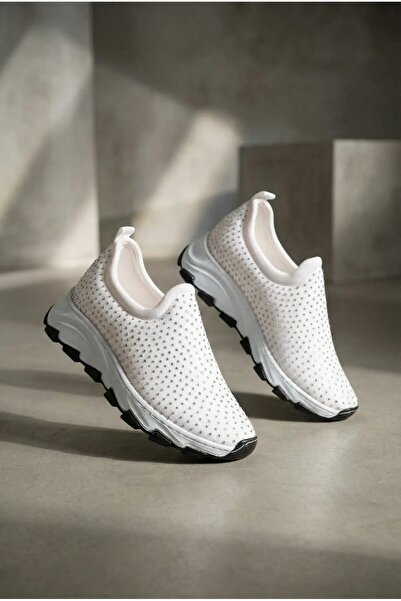 marceline Women's White Stone Orthopedic Sole Daily Walking Sports Shoes