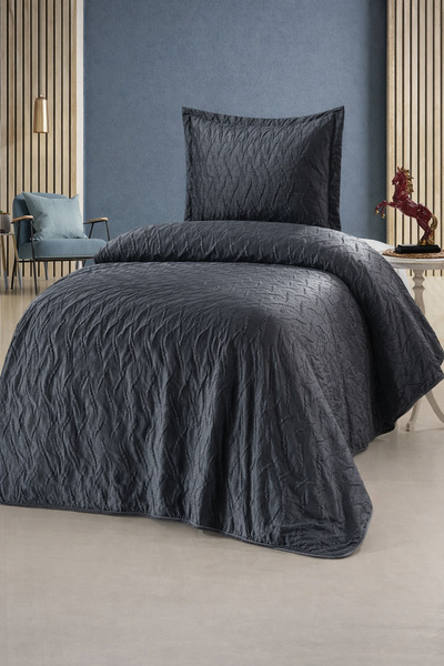 Bikaya Home Zara Single Velvet Bedspread Set |   180X240 cm |   Soft Textured...
