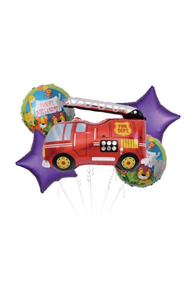 MP Mirific Party Set of 5 Foil Balloons, Fire Truck