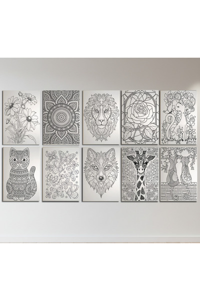 dudugift WORKSHOP Seti YETİŞKİNLER için 10 adet 25x35 cm Tuval +Ana Renk Boya...