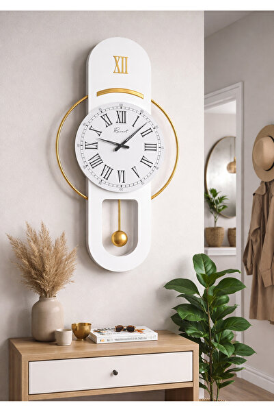 Racart Hareketli sarkaç, Cam Yüzeyli, Metal halkalı, Dekoratif Duvar Saati RO...