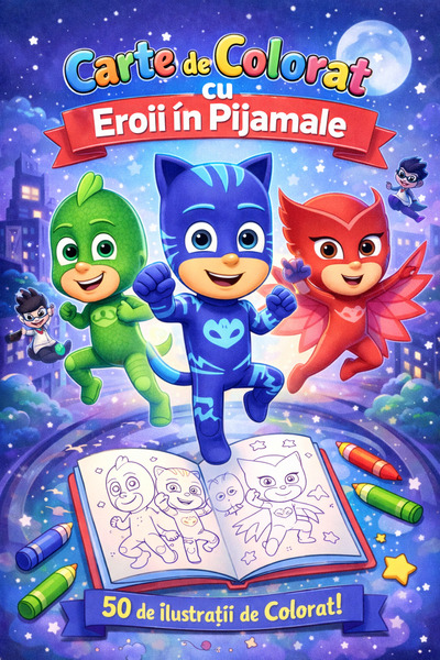 Disneey Coloring book, 50 illustrations Heroes in Pyjamas, A4