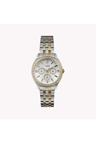Timex Women's Two-Tone Watch, Silver Dial | Tw2w17900