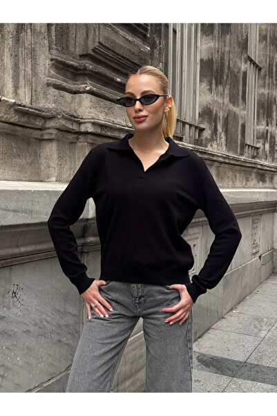 Cool & Sexy Дамска трикотажна блуза с поло яка и къс ръкав